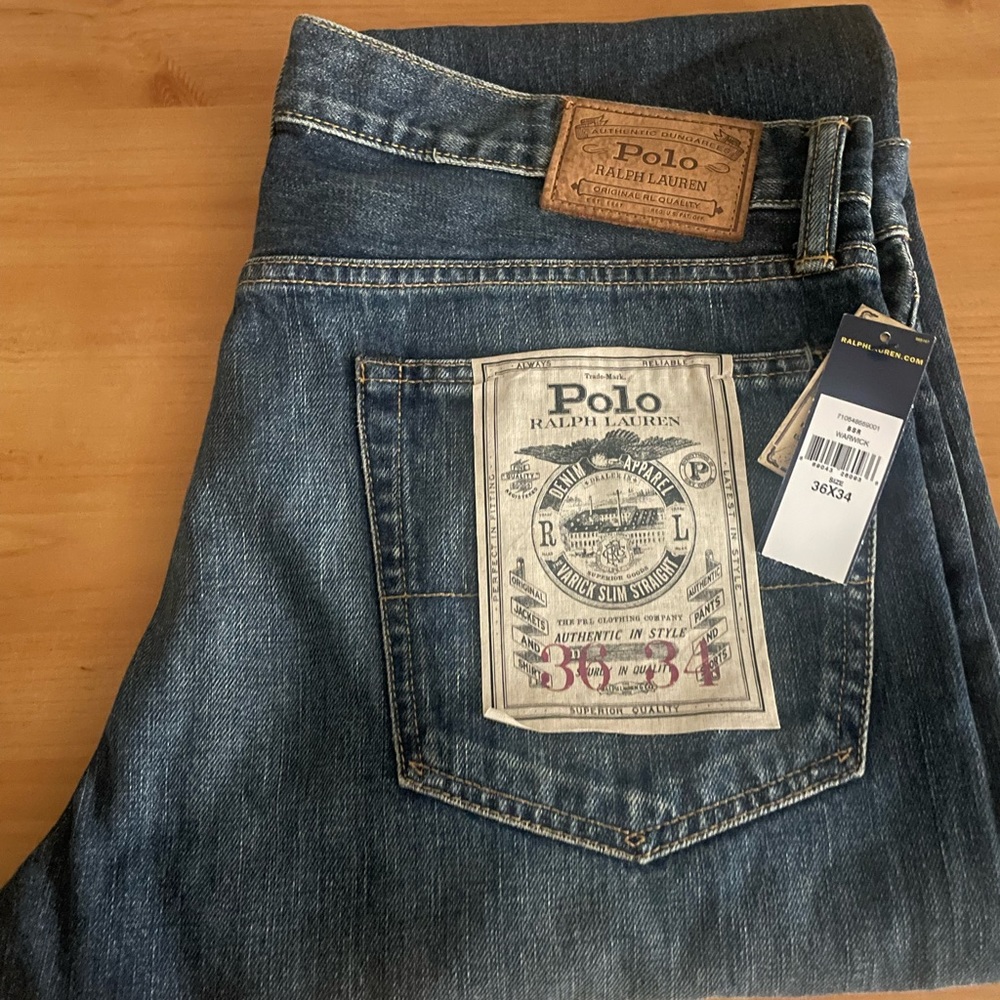 NWT Men’s Ralph Lauren Varick Slim Straight jeans. 36x34.